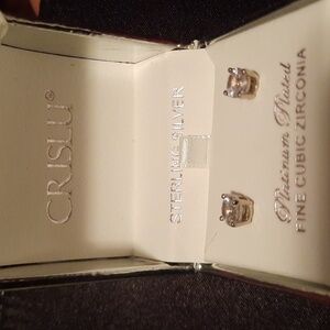 NIB AUTHENTIC GENUINE SOLID PLATINUM/STERLING SILVER WEDDING 2CTTW EARRINGS